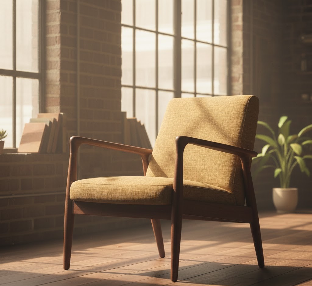 Restaurerad teakstol från 1960-talet