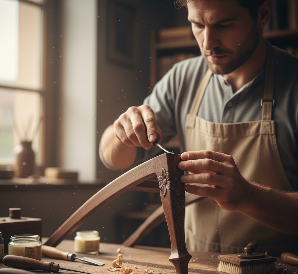 Detaljerad restaurering i process