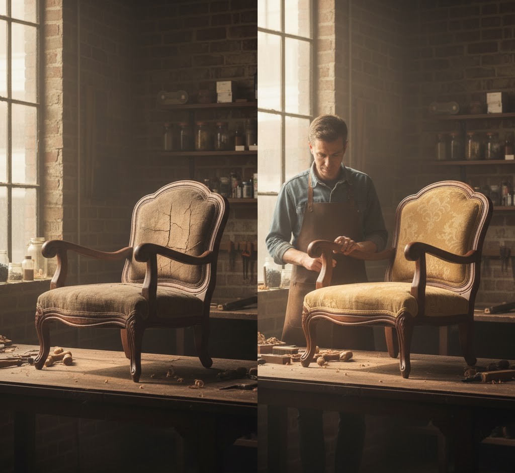 Komplett restaurering av möbel
